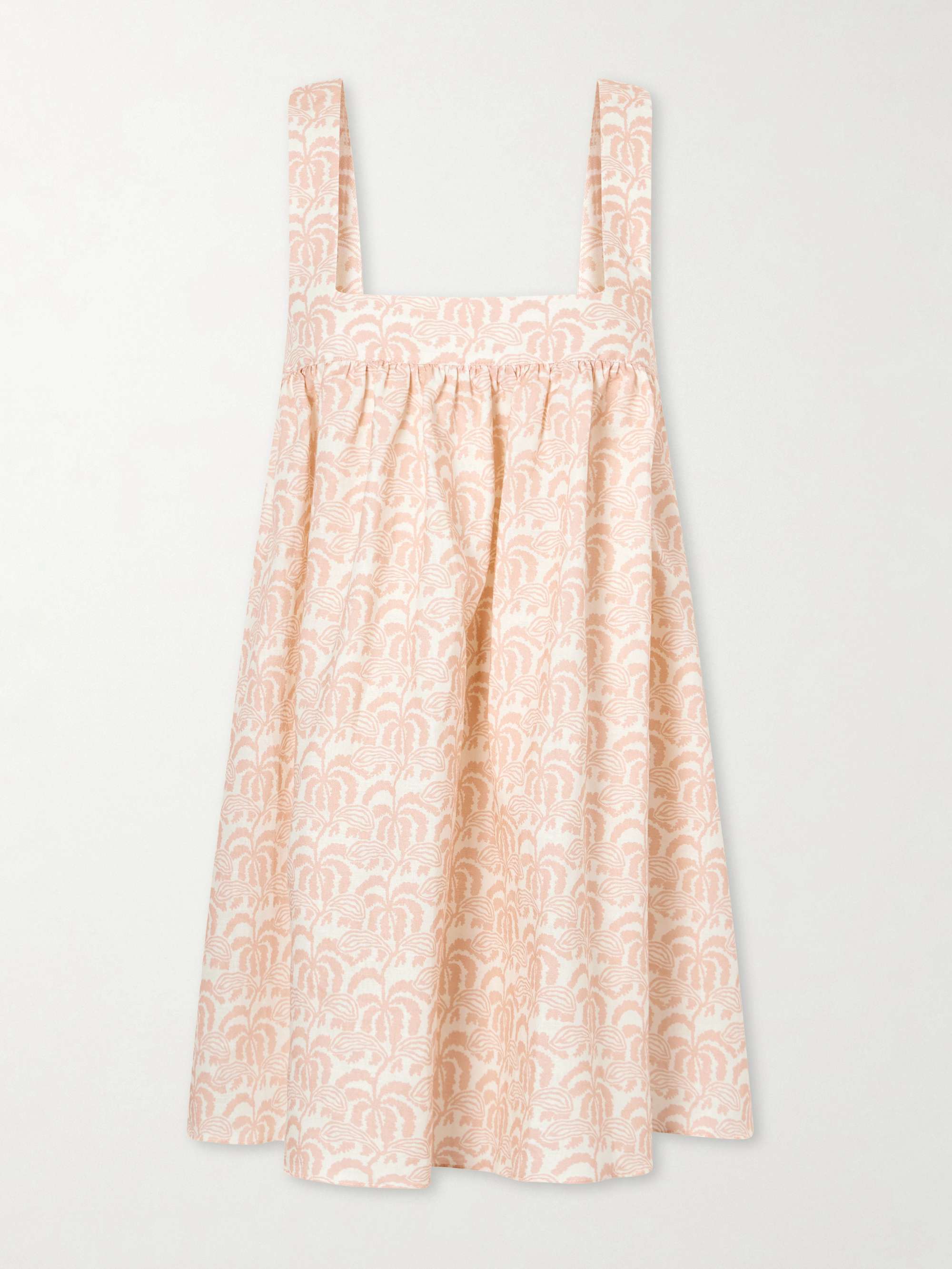 Babydoll Printed Linen and Cotton-Blend Mini Dress
