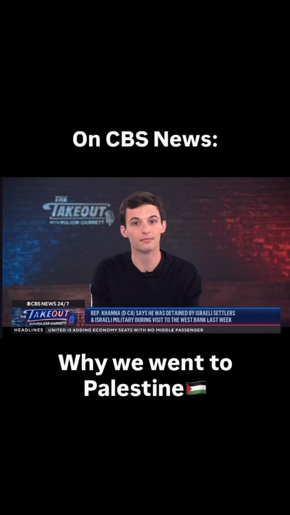 Parkland shooting survivor, Cameron Kasky, explained why he went to Palestine with Rep. Khanna on CBS News ❤️