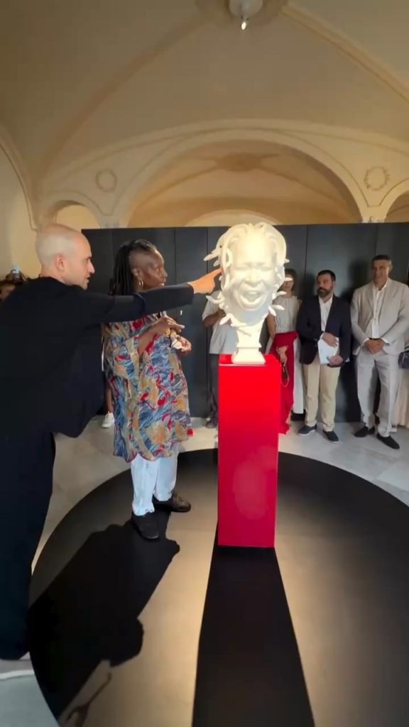 Whoopi Goldberg “Tonight in Capri, Italy, the great artist Jago unveiled the Medusa, in marble, immortalizing my face forever.”