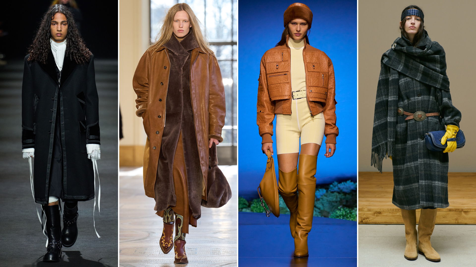 Models wearing summer-to-fall boots trends on the Fall 2026 runway circuit