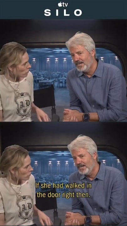 The daughter of Silo creator Graham Yost surprised him as an interviewer at one of the show's press junkets
