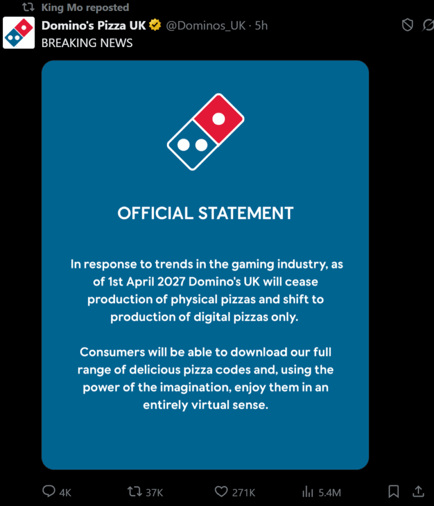 Dominos Response To Sony Discontinuing Physical Games