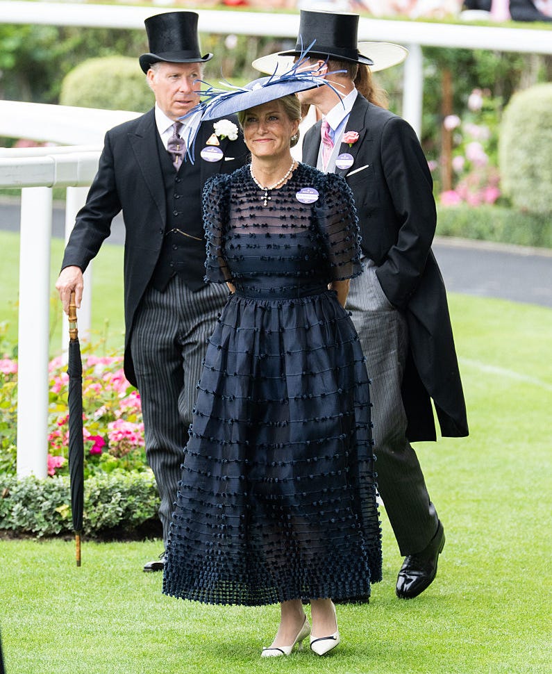 ascot, england june 18: sophie, duchess of edinburgh, prince edward, duke of edinburgh and david armstrong jones on day three of royal ascot 2026 at ascot racecourse on june 18, 2026 in ascot, england. (photo by samir hussein/wireimage)