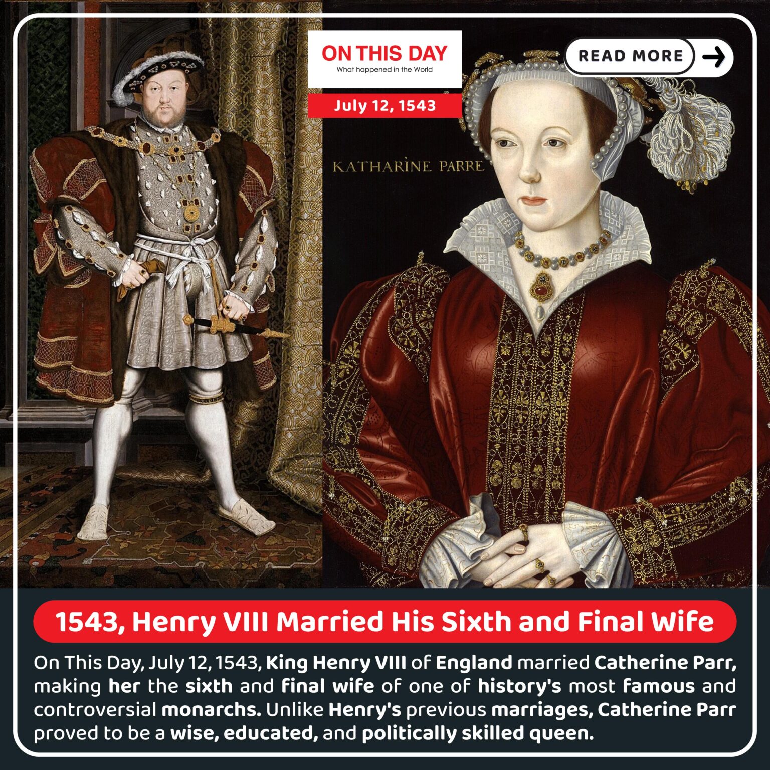 #OnThisDay 1543, Henry VIII Married His Sixth and Final Wife 👑 🇬🇧