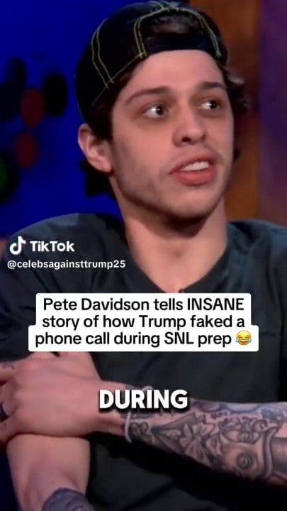 Pete Davidson: “Trump was weird all week. He faked a phone call (with his flip phone) during a table read and was like ‘hey everybody my book went #1’ — and we were all like yo that phone didn’t ring.”