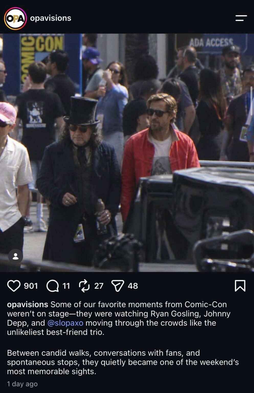 Eva Mendes calls out Instagram account that posted an AI photo of Ryan Gosling with Jhonny Depp at Comic Con