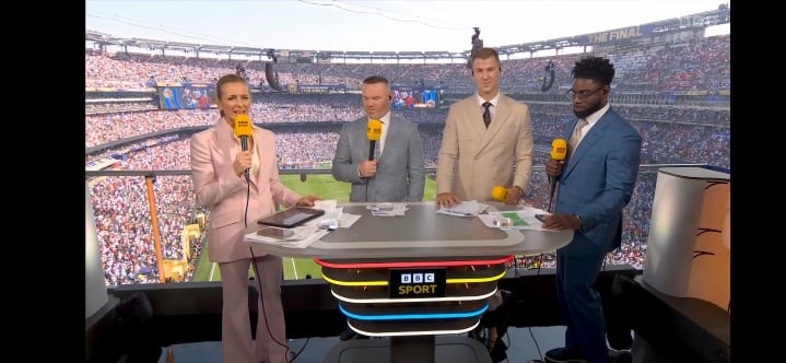 Gabby Logan: "What was your favourite part of the half-time show?" Wayne Rooney: "I'll be honest with you, my favourite part was when it ended."