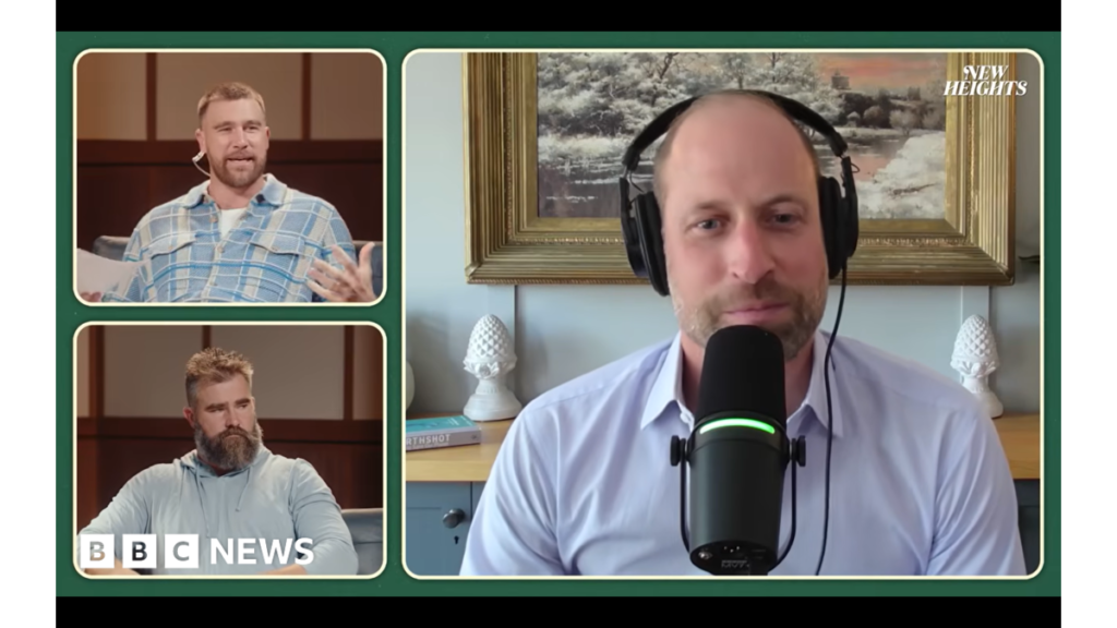 Screenshot from New Heights podcast featuring Prince William