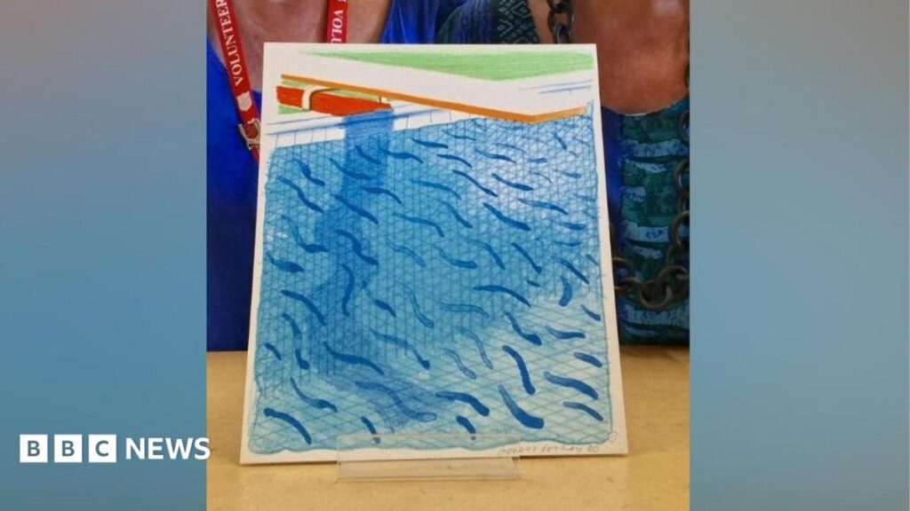 Signed Hockney print found in a Norwich shop sells for £41K A colourful blue print of a swimming pool, with a faint pencilled signature of David Hockney in the bottom right hand side