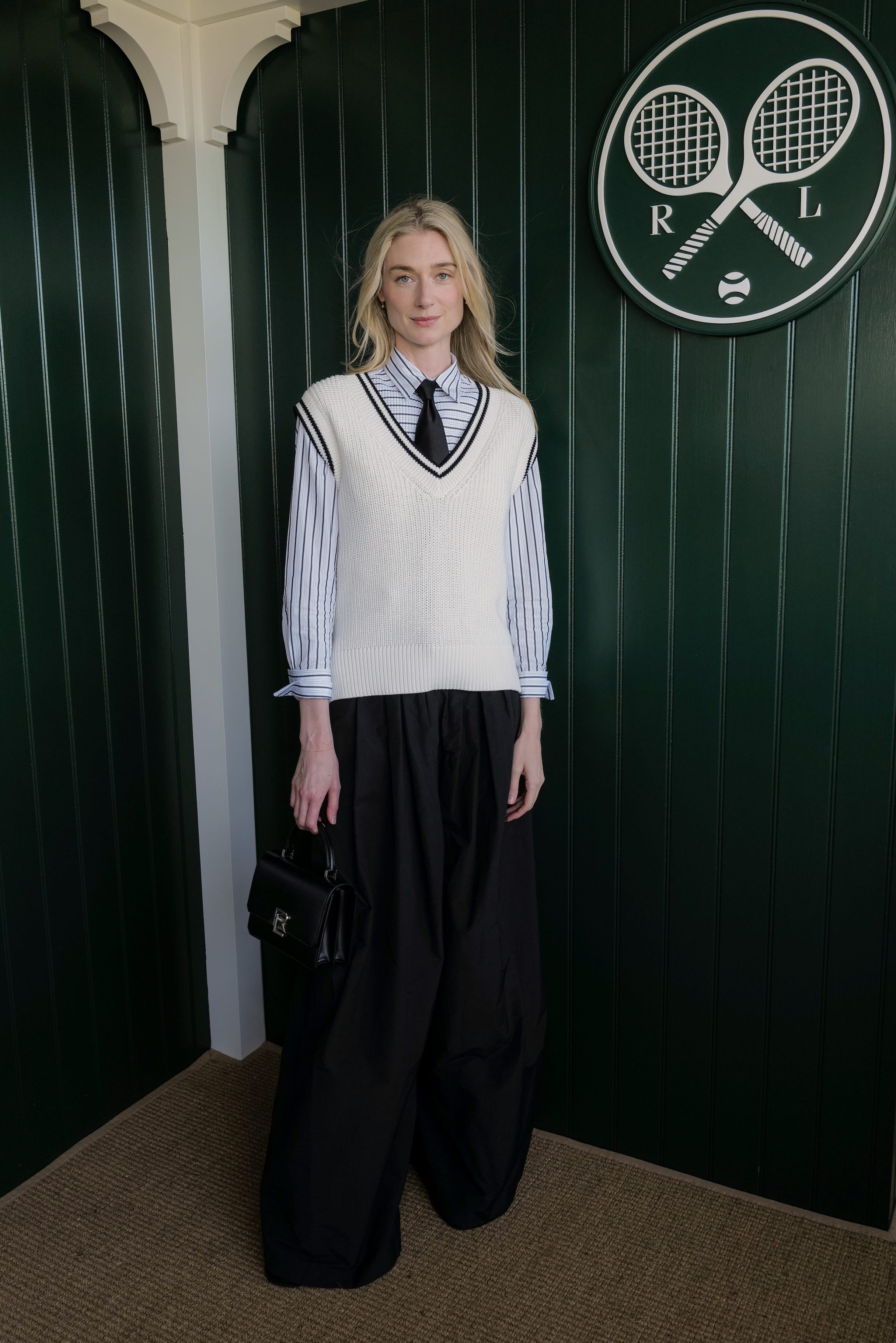 london, england july 12: elizabeth debicki, wearing ralph lauren, attends the ralph lauren suite during the championships, wimbledon at all england lawn tennis and croquet club on july 12, 2026 in london, england. (photo by darren gerrish/wireimage for ralph lauren)