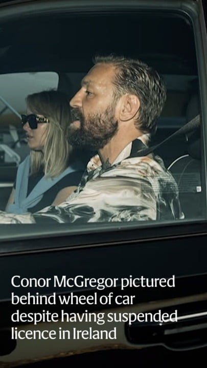 UFC fighter Conor McGregor pictured behind wheel of a car in the US despite having his driving licence suspended in Ireland