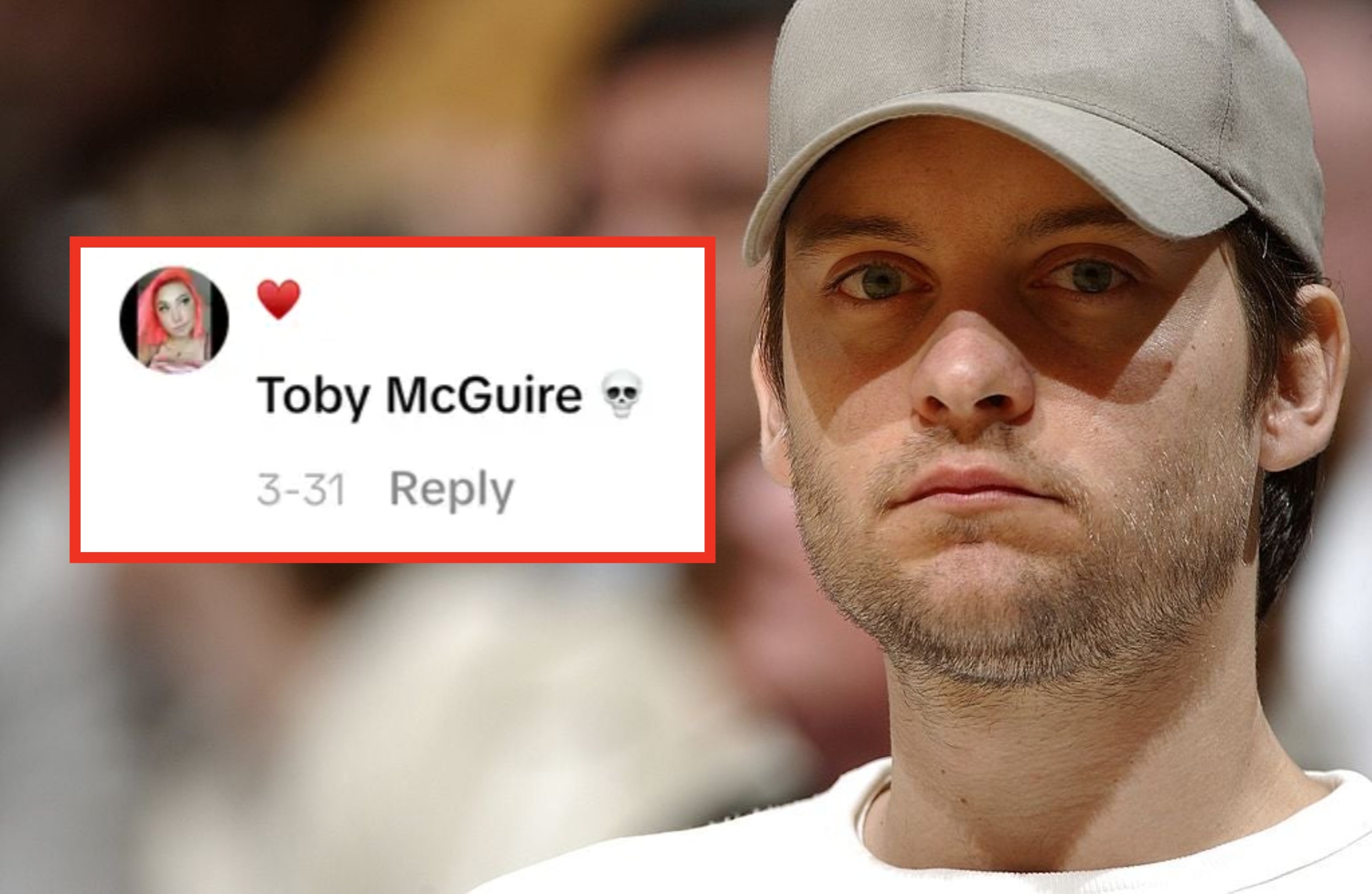 A person wearing a baseball cap and a casual outfit looks ahead thoughtfully at an event