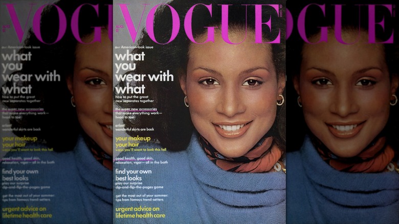 Beverly Johnson smiling on the cover of Vogue magazine in 1974