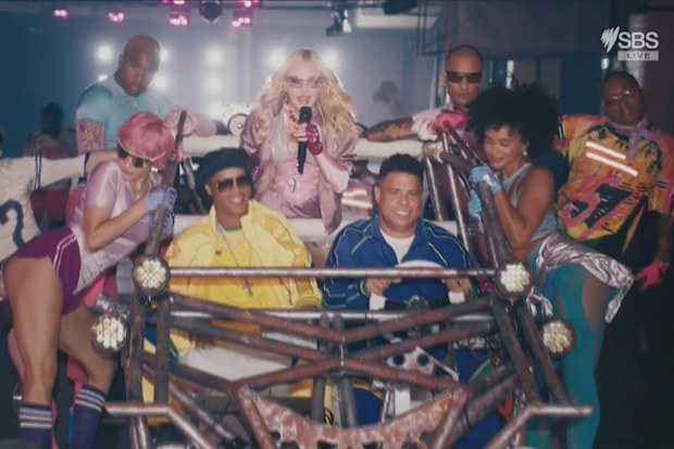 Screengrab of Madonna and Ronaldo and Ronaldinho for the world cup half time show.