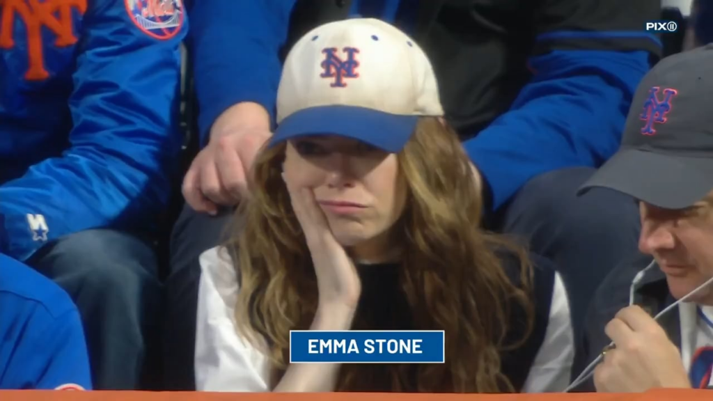 Emma Stone filming upcoming movie "The Catch" at Citi Field (July 24, 2026)