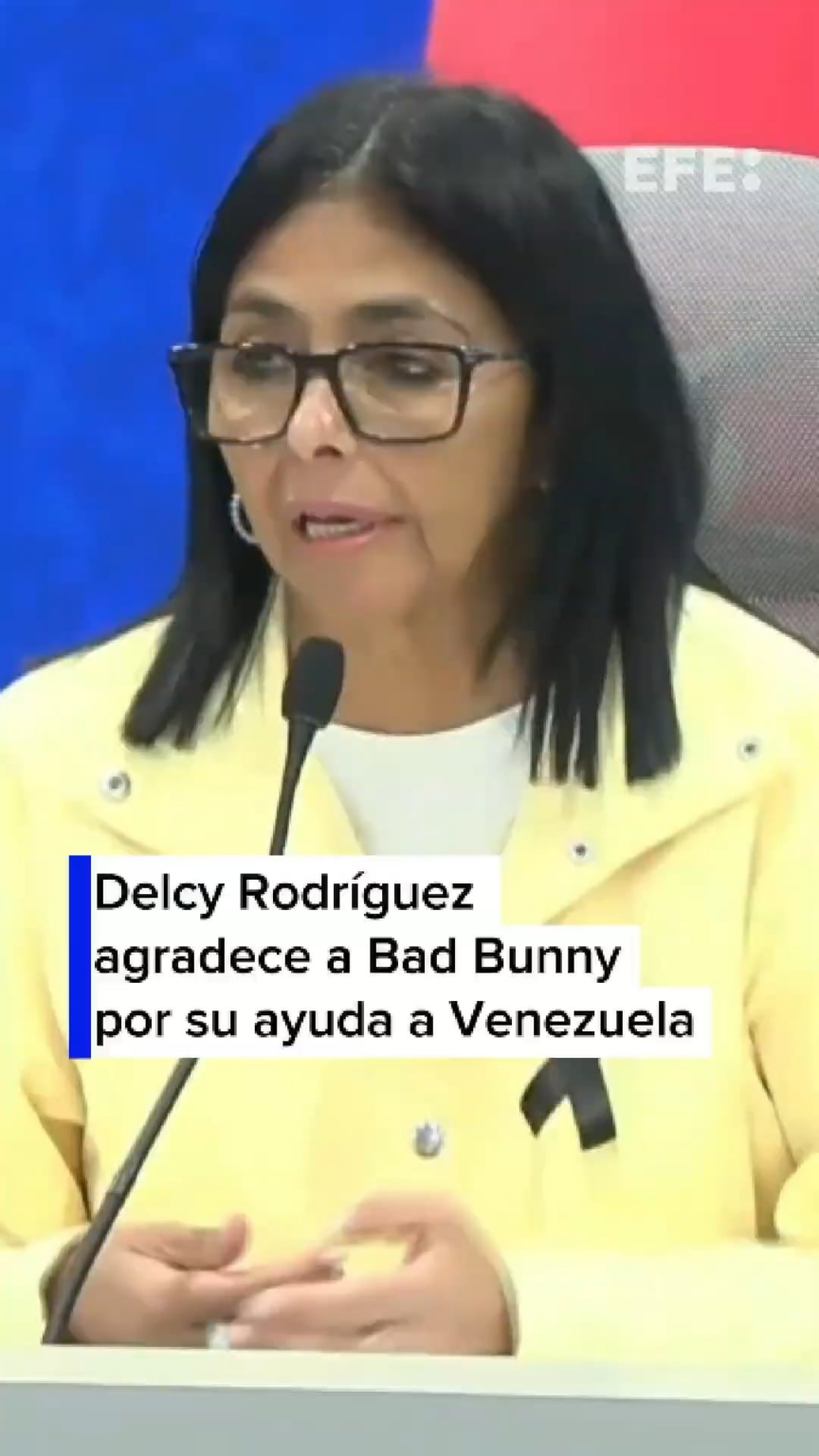 Venezuela’s President Delcy Rodríguez thanks Bad Bunny and other musicians for their timely humanitarian aid to earthquake victims in the country.