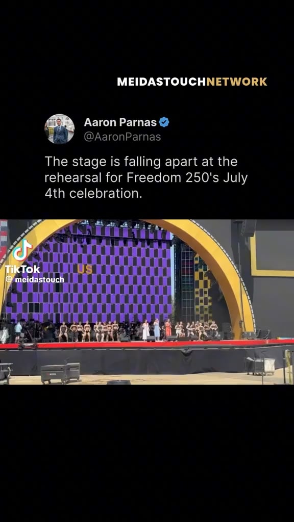 A big section of the stage came loose and fell at the rehearsal for Freedom 250's July 4th celebration nearly taking out the dancers.