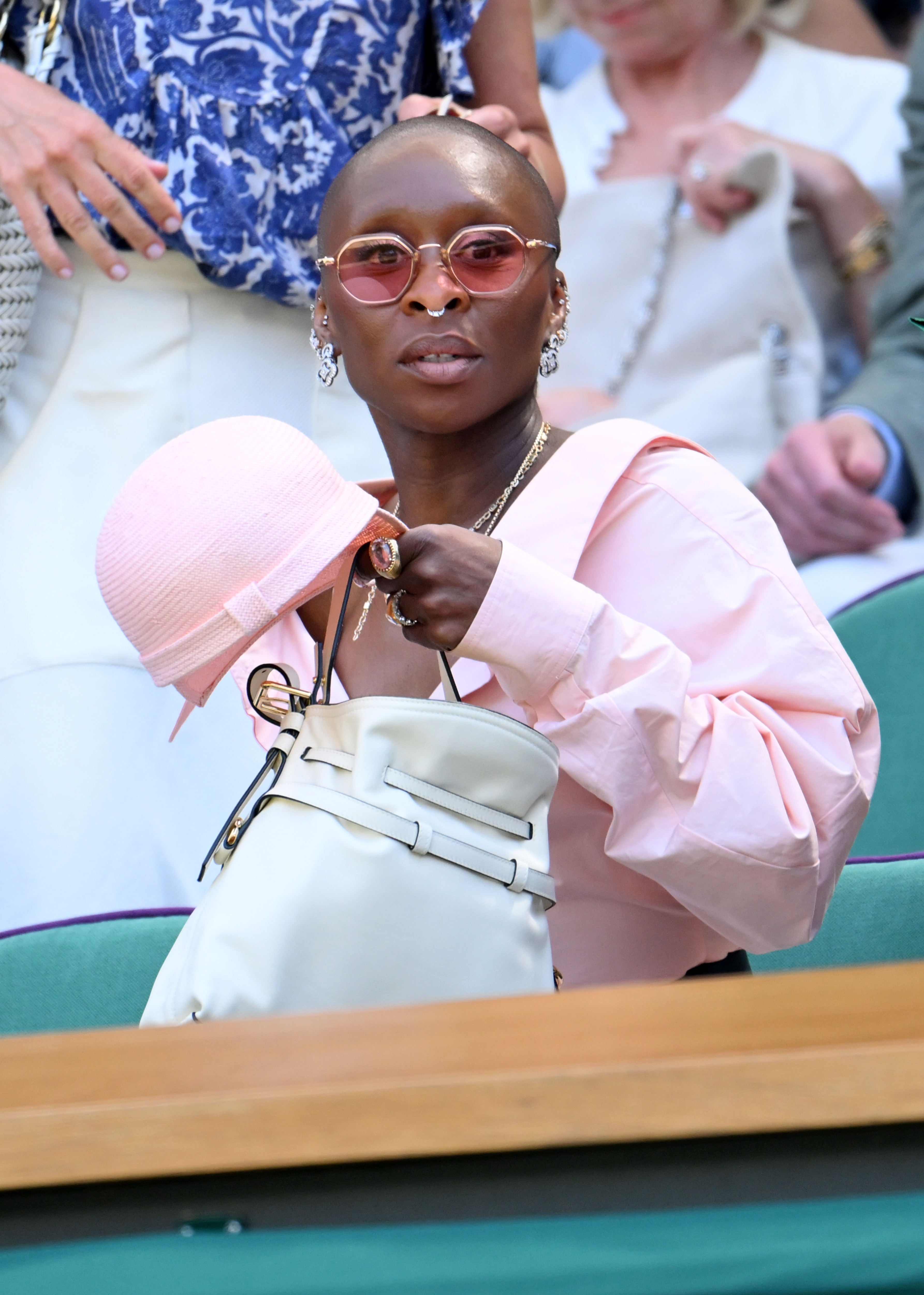 Cynthia Erivo attended Wimbledon 2026 in a peony pink button-down and matching hat July 9