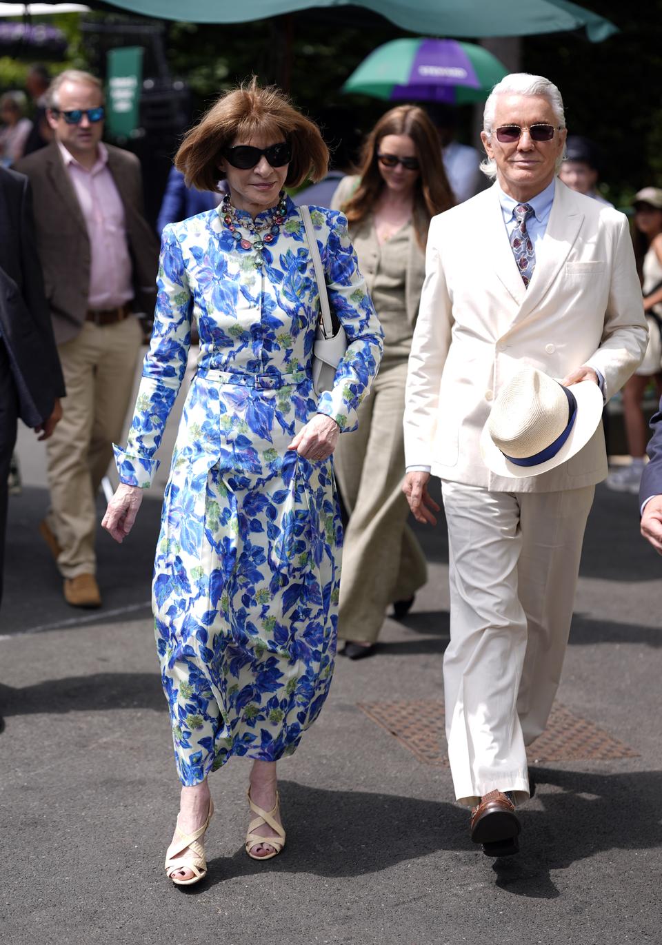 Former Vogue editor-in-chief Dame Anna Wintour and Australian film director Baz Luhrmann on day 12 of the 2026 Wimbledon Championships (Andrew Matthews/PA)