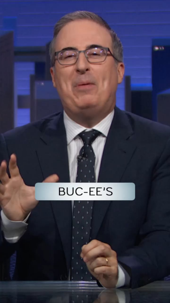 John Oliver is picking a fight with Buc-ee's by creating merch called "Buc-Off" after the company sued other businesses (with less financial means) over their animal mascots
