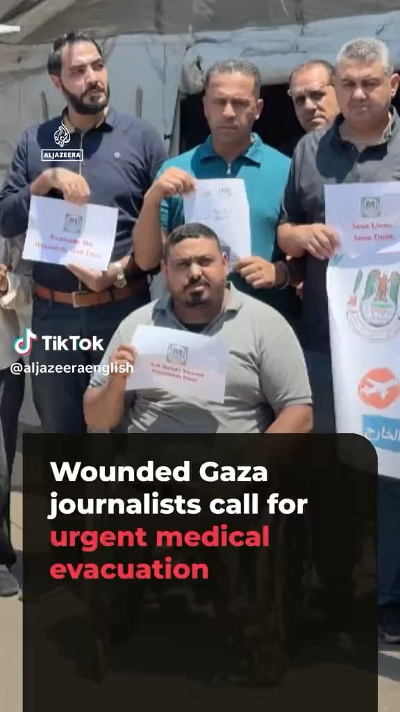 Wounded and chronically ill Palestinian journalists held a protest calling for urgent medical evacuation from Gaza, saying the collapsed healthcare system cannot provide the treatment they need.