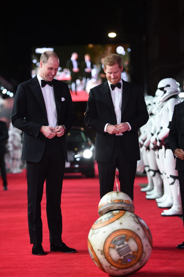 Prince William, Duke of Cambridge and Prince Harry at the European Premiere of Star Wars: The Last Jedi on December 12, 2017 in London, England.Credit: EDDIE MULHOLLAND/AFP/Getty