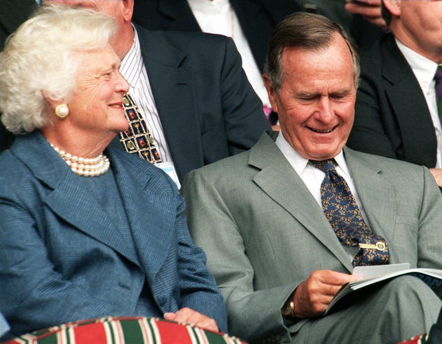 Ex-President of the USA George Bush and his wife B Ex-President of the USA George Bush and his wife B