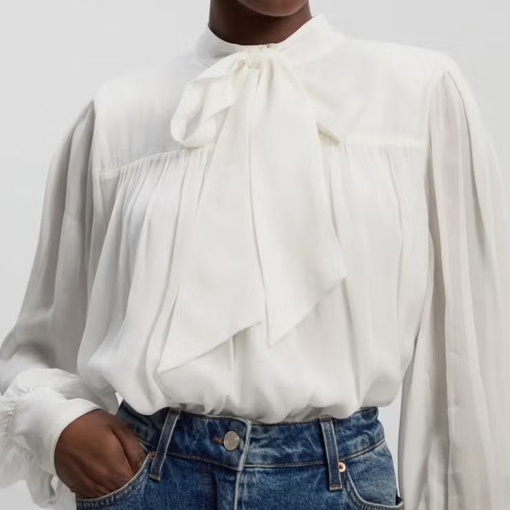 Tie-Neck Pussybow Blouse