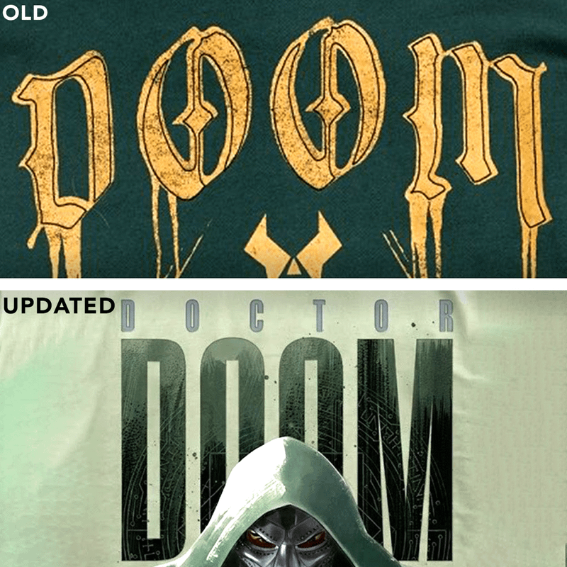Doctor Doom in retro lettering, Doctor Doom logo for Marvel Studios.