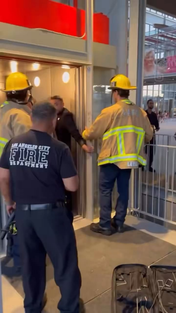 Wes Anderson and James L. Brooks were saved by the Los Angeles Fire Department from a broken elevator