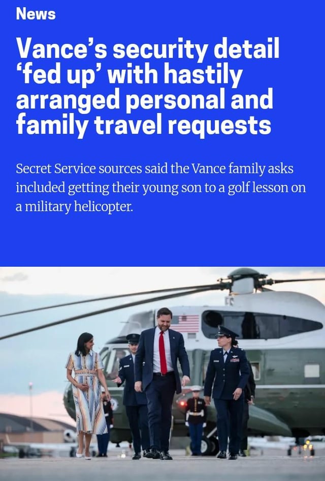 JD Vance arranged for his elementary school son to be flown in a military helicopter  -- for a golf lesson across town
