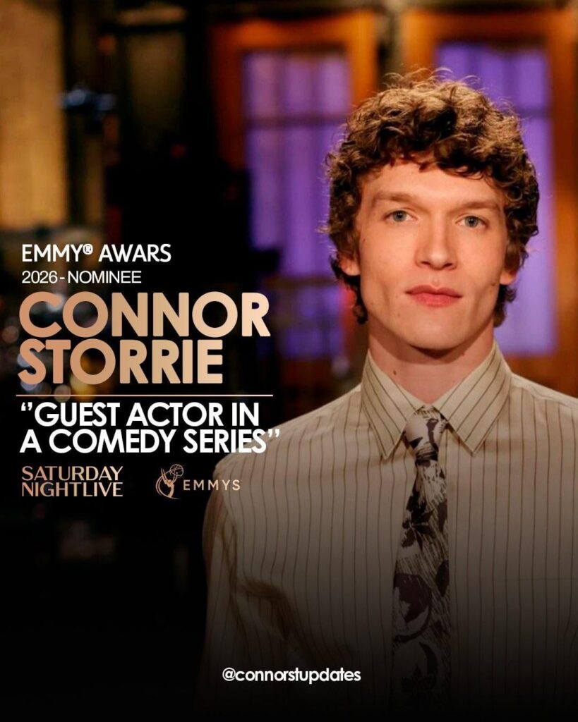 Connor Storrie receives his first Emmy Nomination for hosting SNL