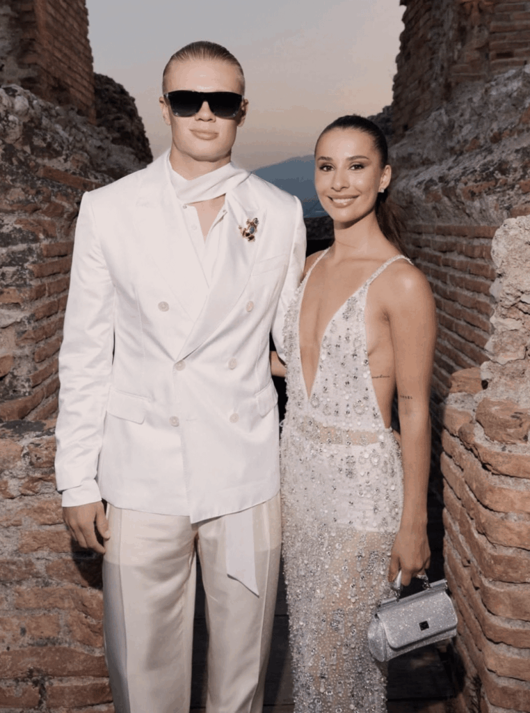 Erling Haaland & Isabel Haugseng at the Dolce & Gabbana Alta Sartoria show in Italy