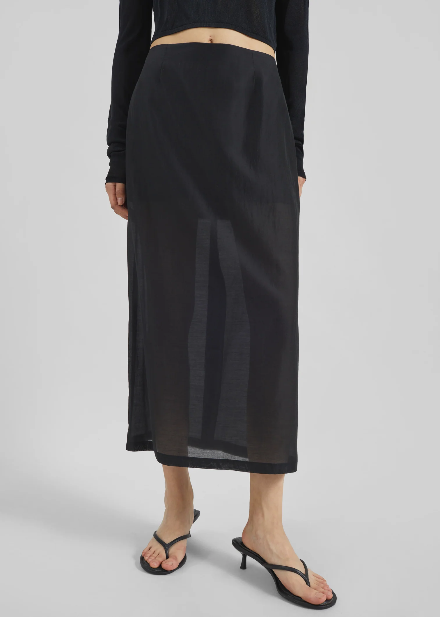 The Frankie Shop, Lenore Semi Sheer Midi Skirt - Black