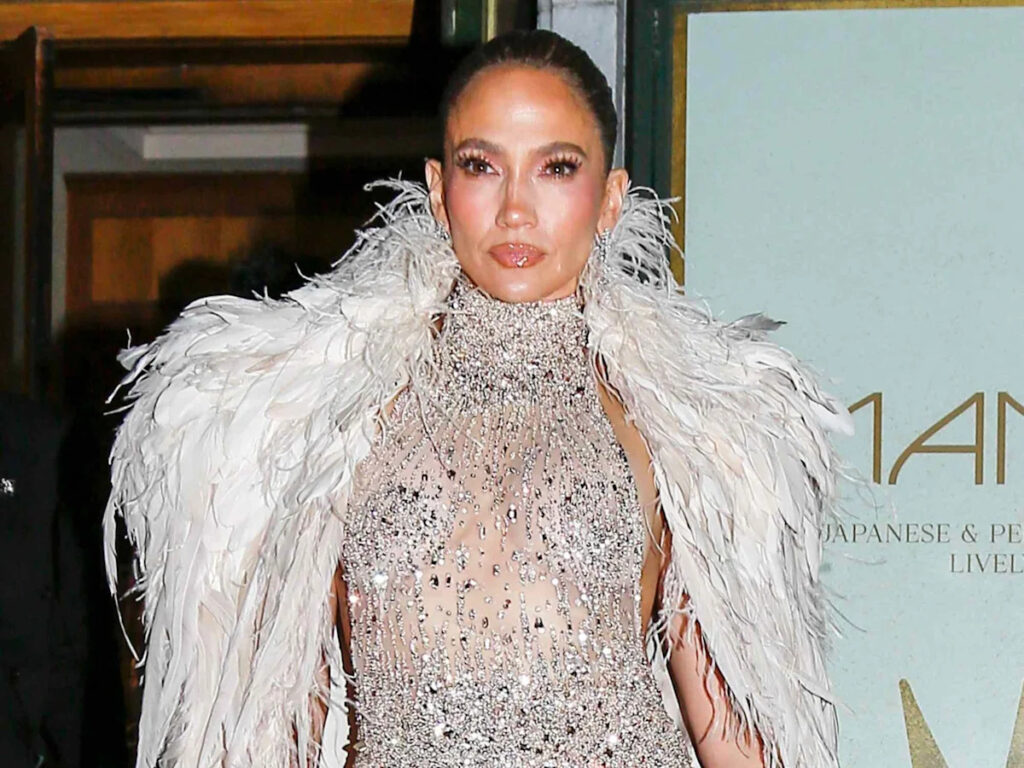Jennifer Lopez Drips in Over 400 Carats of Jewels and Irridescent Naked Gowns for 57th Birthday Party