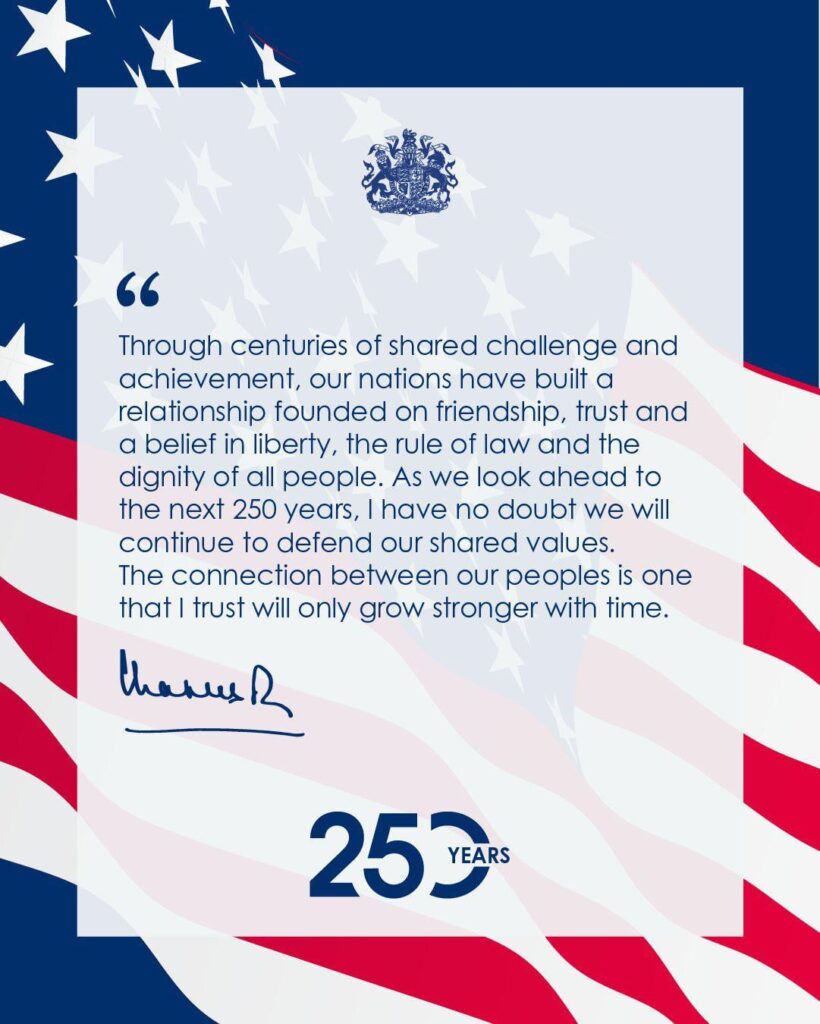 A message from His Majesty The King to President Trump and the American people