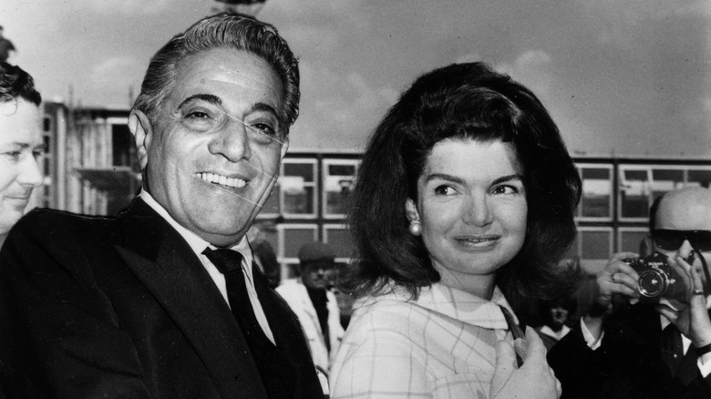 Aristotle Onassis and Jackie Kennedy pictured smiling together