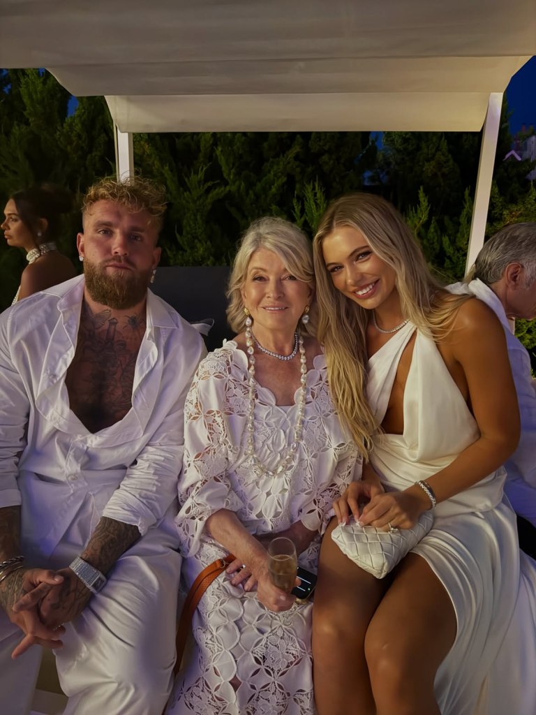 Jake Paul, Martha Stewart, and Jutta Leerdam attend Michael Rubin's white party in Bridgehampton