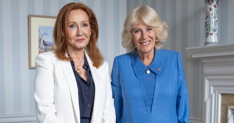 JK Rowling with Queen Camilla at the Palace of Holyroodhouse in Edinburgh