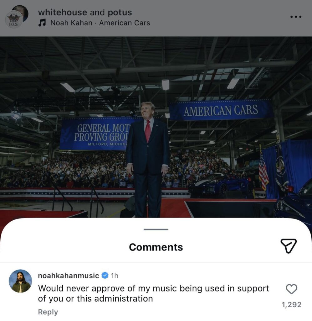 Noah Kahan speaks out out against Trump and the White House using his music: “Would never approve of my music being used in support of you or this administration”