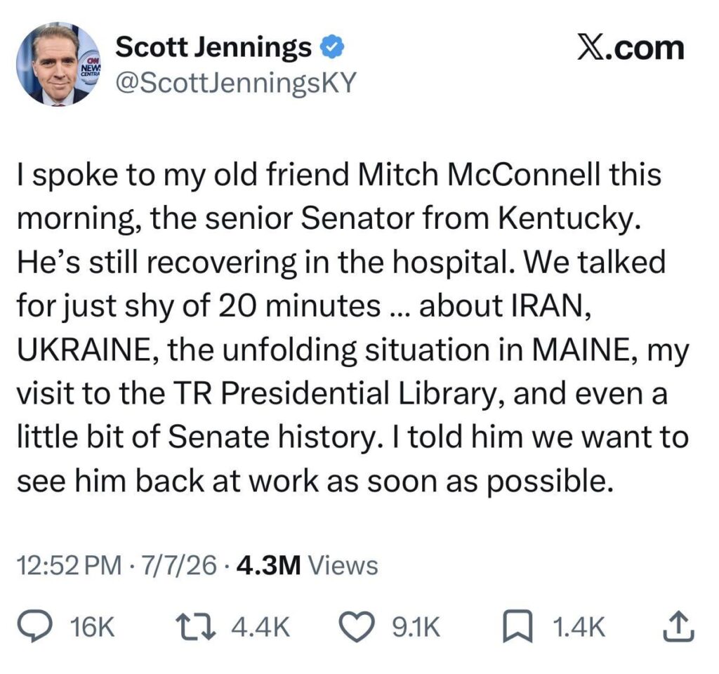 CNN Pundit Scott Jennings Claims to have Spoken with Mitch McConnell amid Brain Dead Rumors