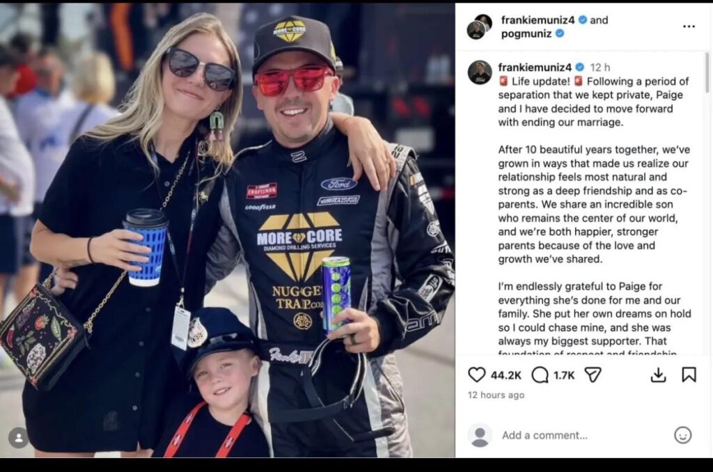Frankie Muniz announced he and wife Paige Price are divorcing after six years of marriage.