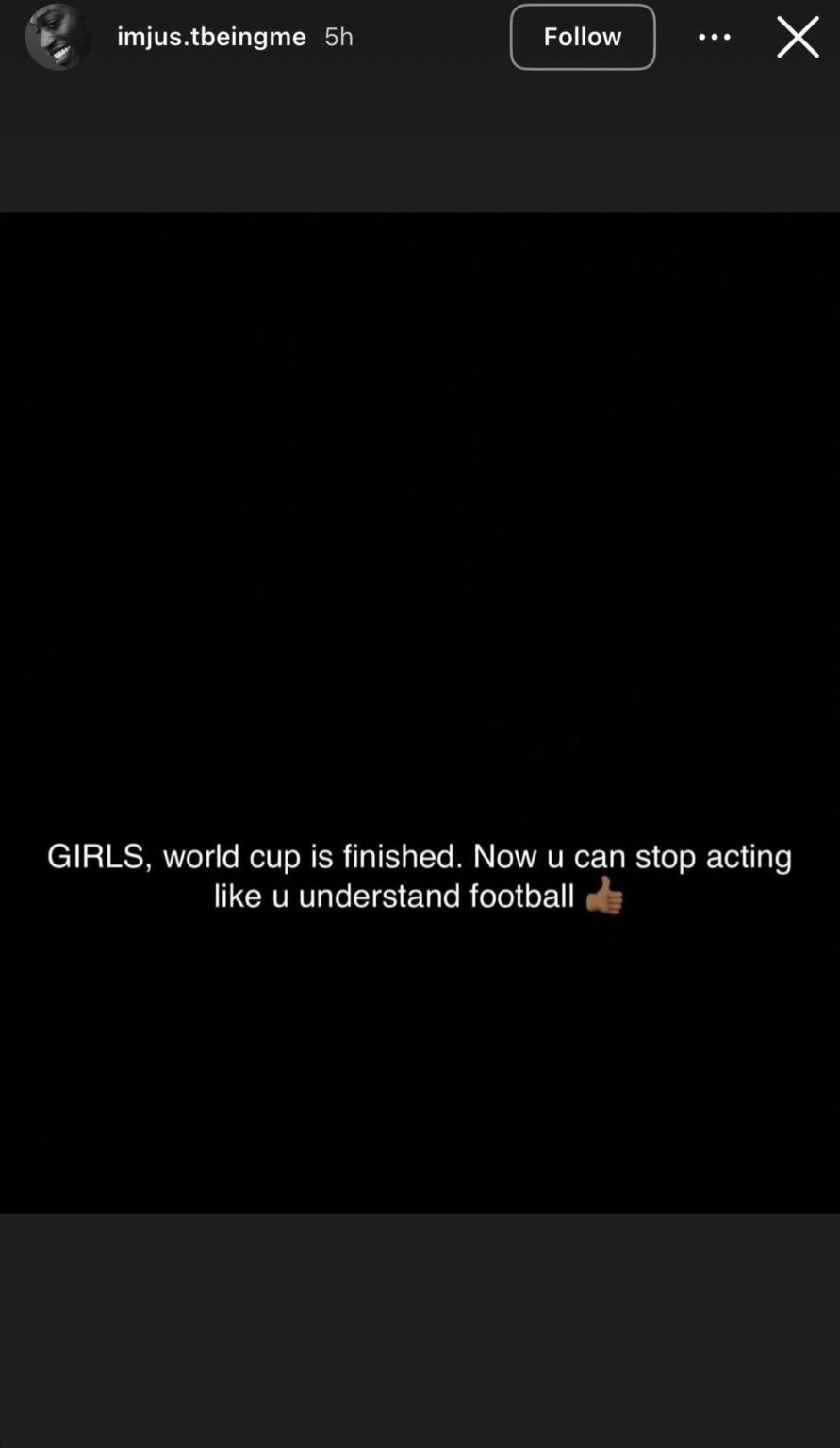 Sexist IG story posted by footballer Rafael Leão: “GIRLS, world cup is finished. Now u can stop acting like u understand football”