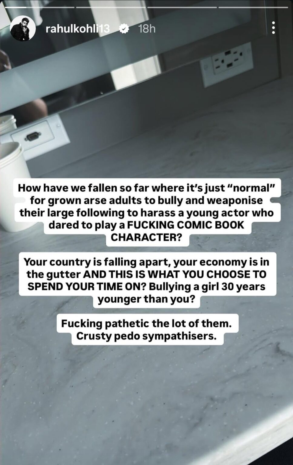 Rahul Kohli defends Supergirl actress Milly Alcock and calls out the online bullies harassing the 26 year old actress for her looks.