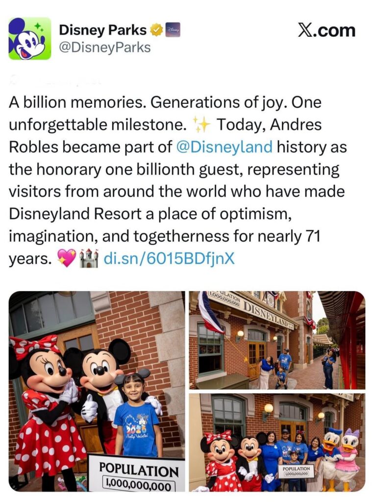 Disneyland Resort celebrates their 1 billionth guest