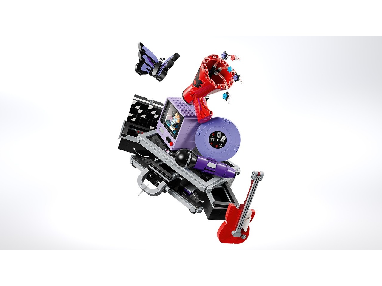 Official LEGO product image of Olivia Rodrigo Secret Storage with red guitar and stage-inspired accessories.