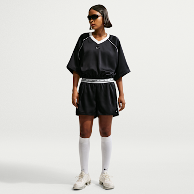 Nike Sportswear Women's Loose Mid-Rise Satin Shorts - Black/sail - Size Xs