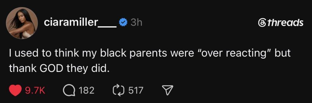 Summer House’ Ciara Miller says “I used to think my black parents were “over reacting” but thank GOD they did” as body of Nolan Xavier Wells was found