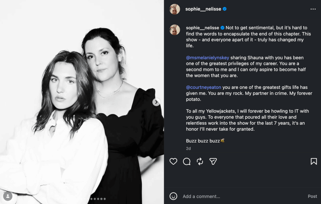 Sophie Nelisse's 'Yellowjackets' parting post