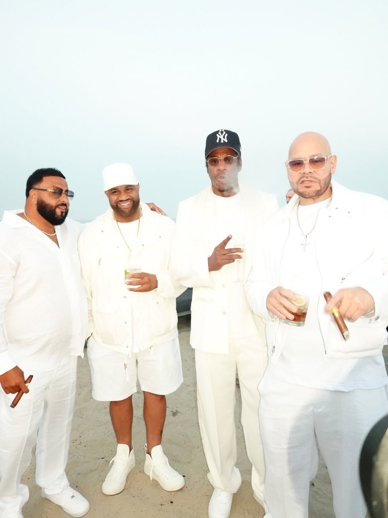 DJ Khaled, Lenny Santiago, Jay-Z, and Fat Joe attend Michael Rubin's white party in Bridgehampton